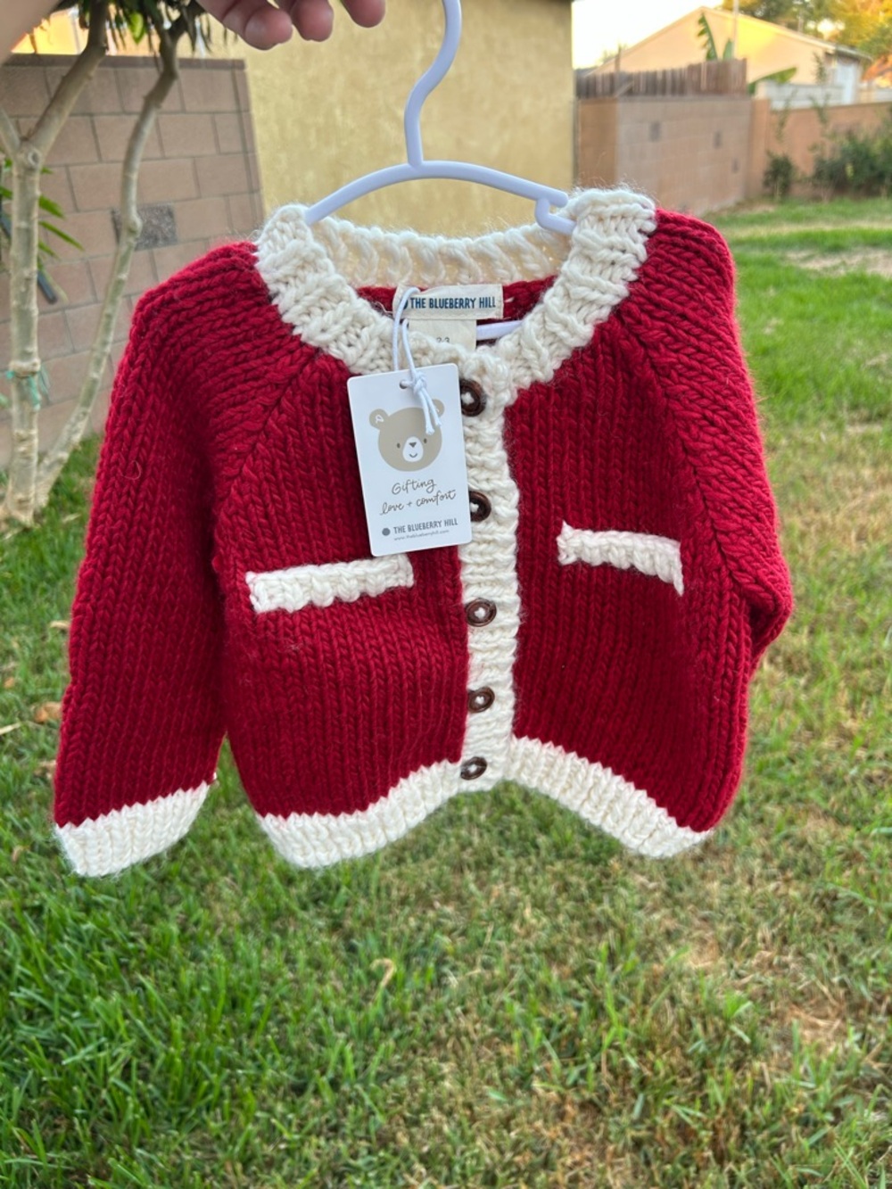 The Blueberry Hill Red & Cream Knit Cardigan for Kids